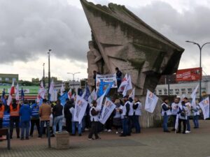 Protest pracowników koksowni w Hucie Katowice