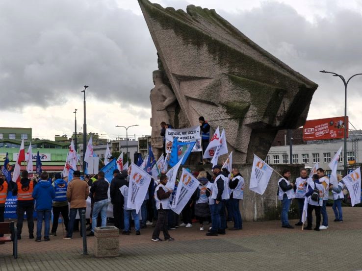 Protest pracowników koksowni w Hucie Katowice